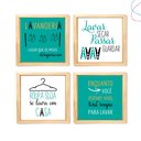 Ver imagem 4 de Kit com 4 Quadros Decorativos Lavanderia Moldura e Vidro:branca