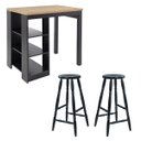 Ver imagem 1 de Bancada Cozinha Gourmet Ditália Com 2 Banquetas CD-1022 cor:preto