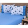 Jogo Lençol 4 Peças Cama Viúva 1,88mx1,28mx25cm 100% Algodão 180 Fios Azul Borboletas Azul - 2