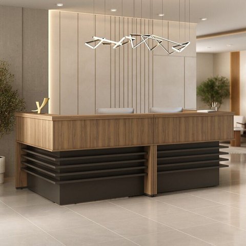Balcão para Atendimento Recepção 295,4cm x 147,7cm com 4 Gavetas Artany