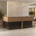 Ver imagem 1 de Balcão para Atendimento Recepção 295,4cm x 147,7cm com 4 Gavetas Artany