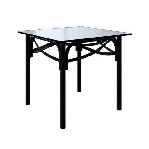 Mesa Katrina Preta Quadrada Tampo de Madeira 90cm Preto