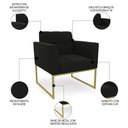 Ver imagem 5 de Sofá Namoradeira e 1 Poltrona Base Industrial Dourado Ana Suede Preto - Ibiza