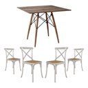 Ver imagem 1 de Jogo de Mesa Eiffel Quadrado Tampo de Madeira 90cm Amêndoa com 4 Cadeiras Katrina Brancao Beg