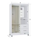 Ver imagem 5 de Cômoda 867 4 Gavetas com Guarda Roupa Solteiro Córdoba 2 Portas Branco Brilho - Poquema