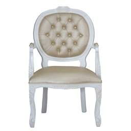 Poltrona para Sala de Estar Medalhão Branco Provençal e Facto Champanhe Soberati Poltrona Medalhão C - 2 Poltrona para Sala de Estar Medalhão Branco Provençal e Facto Champanhe Soberati Poltrona Medalhão C - 2