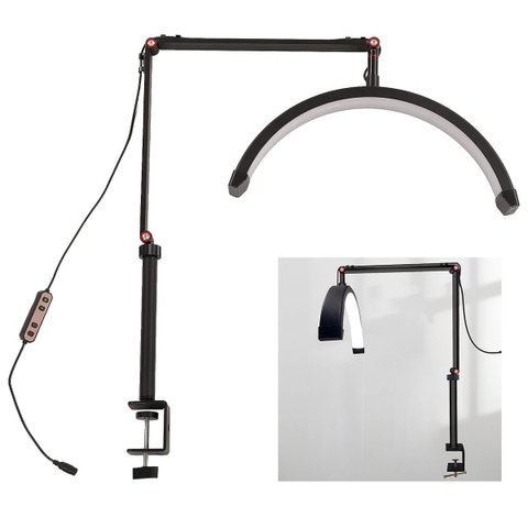 Luminaria Estetica Salao de Beleza Spa Arco Meia Lua 3 Tons Led Suporte Celular Mesa Limpeza de Pele