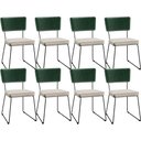 Ver imagem 1 de Kit 08 Cadeiras Decorativas Estofada Sala Jantar Allana L02 Facto Verde Musgo Linho Cru - Lyam