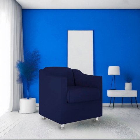 Kit 10 Poltronas Decorativa Reforçada Recepção Clinica Salão Suede Azul Marinho