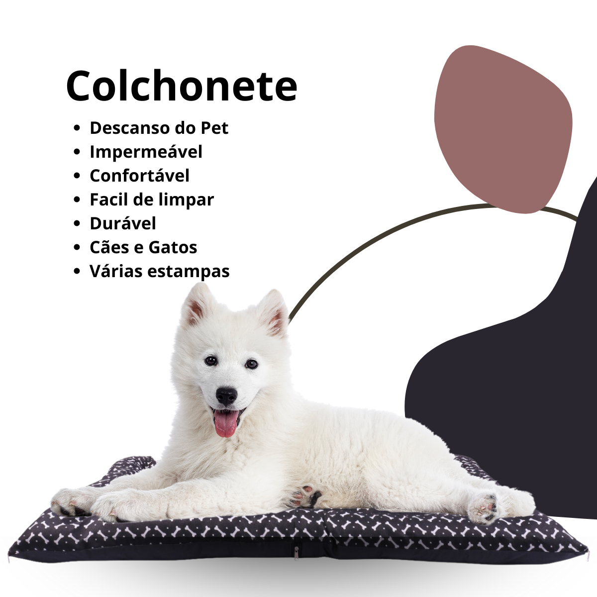 Colchonete de Pet Caminha 70cm x 60cm Almofada Para Cães Gatos Impermeável Macio - 2