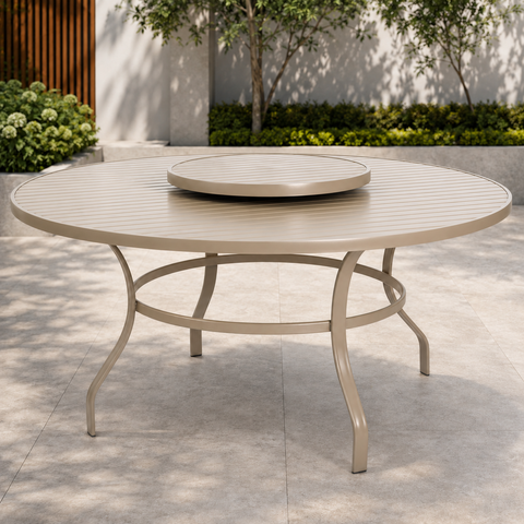 Mesa de Alumínio 180cm Anticorrosivo com Prato Giratório Resistente Área Externa Varanda Jardim:Cham
