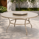 Ver imagem 1 de Mesa de Alumínio 180cm Anticorrosivo com Prato Giratório Resistente Área Externa Varanda Jardim:Cham