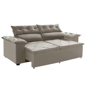 Sofá Compact 150Cm Retrátil, Reclinável Castor 5 Posições com molas Espirais