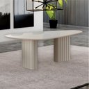 Ver imagem 1 de Mesa com Tampo Orgânico com Vidro Isis Bege/Off White