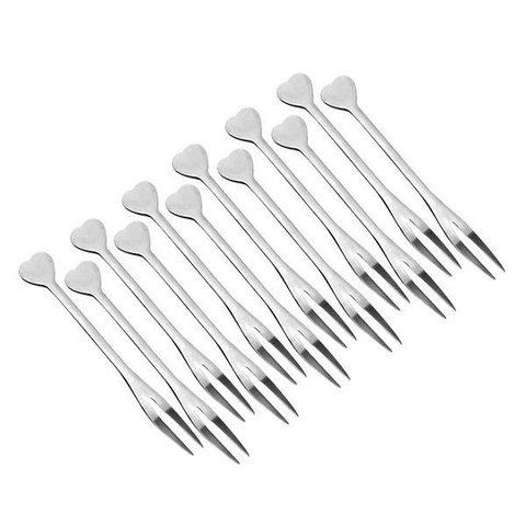 Mini Garfo para Petiscos Coração 12 Unidades