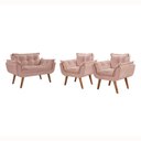 Ver imagem 1 de Conjunto Poltronas Decorativas Opalla 1 Namoradeira e 2 Poltronas de 1 Lugar Pés em Madeira D Salla