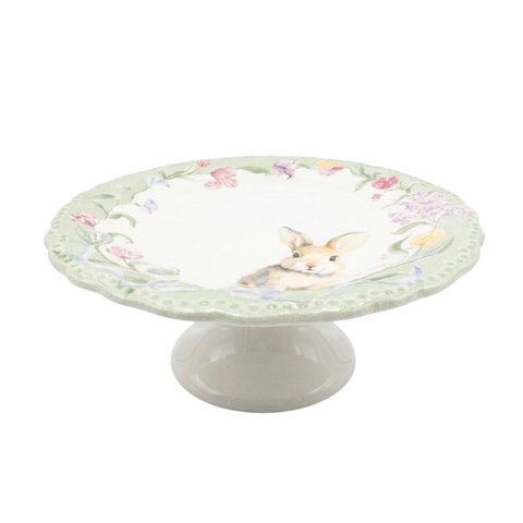 Prato Bolo com Pe Ceramica Coelho Miss Lily 29cm Scalla