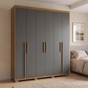 Ver imagem 1 de Guarda-Roupa Casal 6 Portas, 2 Gavetas e Pés MDF Cuiabá Cinza Cinamomo/Urban