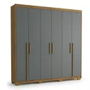 Ver imagem 2 de Guarda-Roupa Casal 6 Portas, 2 Gavetas e Pés MDF Cuiabá Cinza Cinamomo/Urban