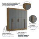 Ver imagem 4 de Guarda-Roupa Casal 6 Portas, 2 Gavetas e Pés MDF Cuiabá Cinza Cinamomo/Urban