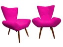 Ver imagem 1 de Kit 2 Poltronas Decorativa Emilia Couro Rosa Pink Pés Madeira Ms Decor