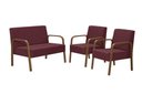 Ver imagem 1 de Conjunto Jade 1 Poltrona 2 Lugares e 2 poltronas de 1 lugar Braço Madeira D Salla Suede Bordô