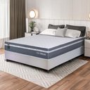Ver imagem 1 de Conjunto Box Branco Cairo Cinza Molas Ensacadas Casal 138x188x64 - King House