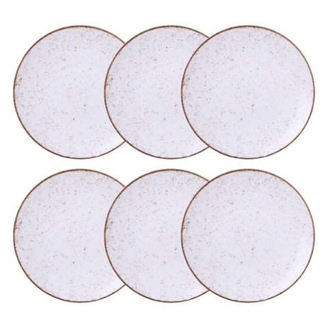 Jogo de Pratos Rasos 6 Pcs Rústico 25 Cm Porcelana Decorada Tramontina