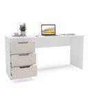Ver imagem 4 de Escrivaninha para Escritório Madri 3 Gavetas 163cm Creme e Branco Bege