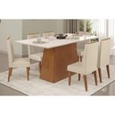 Ver imagem 1 de Conjunto: Mesa Sala Jantar Dulce C/ Tampo Madeirado C/ Vidro Reto 180x90cm e 6 Cadeiras Lia Freijo/