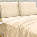 Ver imagem 1 de Conjunto Cama Casal Queen Size Lily 04 Pç Bordado 300 Fios:palha