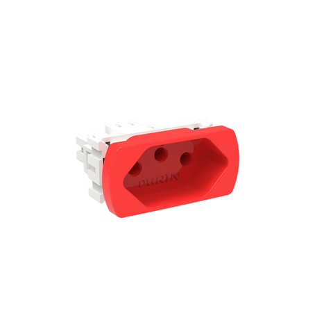 5 Unidades Módulo Tomada 2 Pólos + Terra 10a 250v Cor Vermelho Durín
