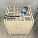 Ver imagem 3 de Mesa de cabeceira Moderno com Porta Joia 4 Gavetas - Cr12 - HASTE - MDF BEGE
