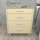 Ver imagem 2 de Mesa de cabeceira Moderno com Porta Joia 4 Gavetas - Cr12 - HASTE - MDF BEGE