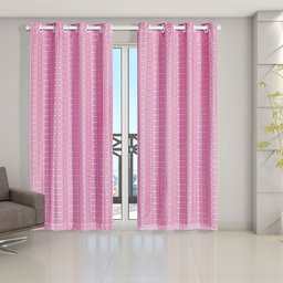 Cortina Blackout PVC com Tecido Voil Xadrez 2,80 m x 2,30 m - Rosa - 2
