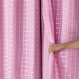 Cortina Blackout PVC com Tecido Voil Xadrez 2,80 m x 2,30 m - Rosa - 1