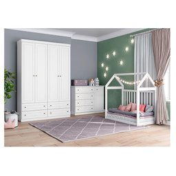 Quarto de Bebê Mississipi 4 Portas com Berço Montessoriano Americano Branco HP - Henn - 8
