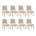 Ver imagem 1 de Kit 8 Cadeiras para Sala de Jantar Estofadas Buriti Bege/Madeira/Cru