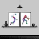 Ver imagem 2 de Kit 2 Quadros Decorativos Volleyball 45x34cm - com vidro:Madeira preta
