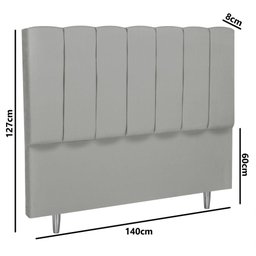 Cabeceira Casal Cinza Carla para Cama Box 140cm Estofada - 4