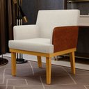 Ver imagem 2 de Kit 2 Poltronas Decorativas Vitória W01 Linho Bege/ Sintético Camel - Mpozenato