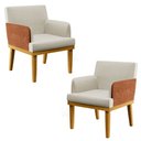 Ver imagem 1 de Kit 2 Poltronas Decorativas Vitória W01 Linho Bege/ Sintético Camel - Mpozenato