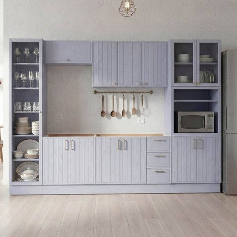 Cozinha Modulada 7 Peças sem Tampo com Cristaleira Marselha CabeCasa MadeiraOriginals