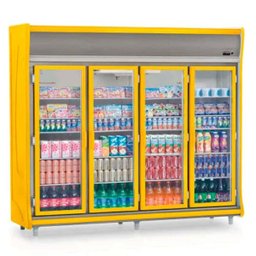 Refrigerador/Expositor "TOP" Vertical Gemini GEVT 4 Portas Gelopar 220V - Amarelo - 1 Refrigerador/Expositor "TOP" Vertical Gemini GEVT 4 Portas Gelopar 220V - Amarelo - 1