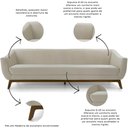 Ver imagem 2 de Sofá 3 Lugares Milano Creme Base Madeira Larbelle Móveis