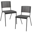 Ver imagem 1 de Kit 02 Cadeiras Empilhável Fixa Escritório Multiuso Base Preta Kimi P03 Preto - Lyam Decor