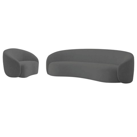 Kit Sofá 3 Lugares 180cm e Poltrona Orgânica Luxo Recepção Amore Linho - Adj Decor