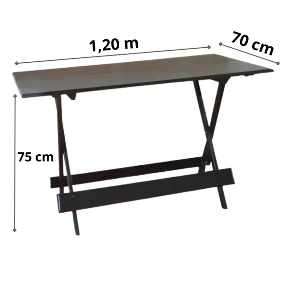 Conjunto Mesa Dobrável 120x70 Cm C/4 Cadeiras Preto com Estofado Marrom - 4