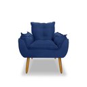 Ver imagem 3 de Poltrona Opala para Sala Clínica Salão Pés de Madeira Suede Azul Marinho