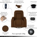 Ver imagem 3 de Poltrona do Papai Reclinável Giratória e Balanço Sala de Cinema Crihs com Massagem e Aquecimento PU Caramelo G23 - Gran Belo